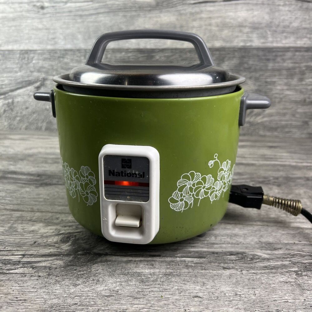 Vintage National 8 cup Automatic Rice Cooker SR-W06N GH  Green Floral Pattern